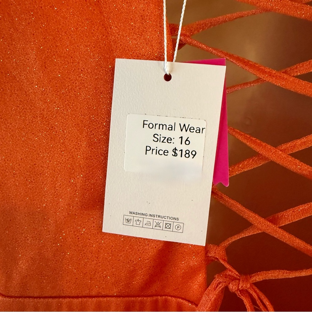 Bridal Boutique Tangerine Orange Sparkle Gown 16 Mother Of The Bride Formal NWT - Picture 6 of 9